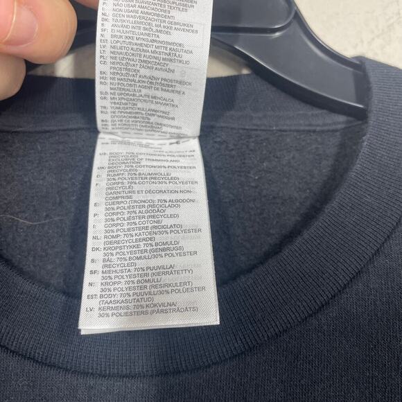 Adidas Mens Small Essentials French Terry Logo Sweatshirt Black Pullover Crew - Picture 7 of 8